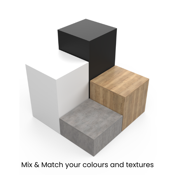 MFC Display plinths and pedestals display set with removable tops and storage by stagecraft display